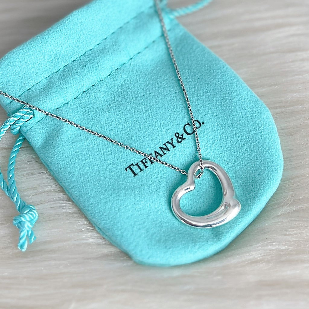 Tiffany & Co. Elsa Peretti Silver Open Heart Necklace Excellent