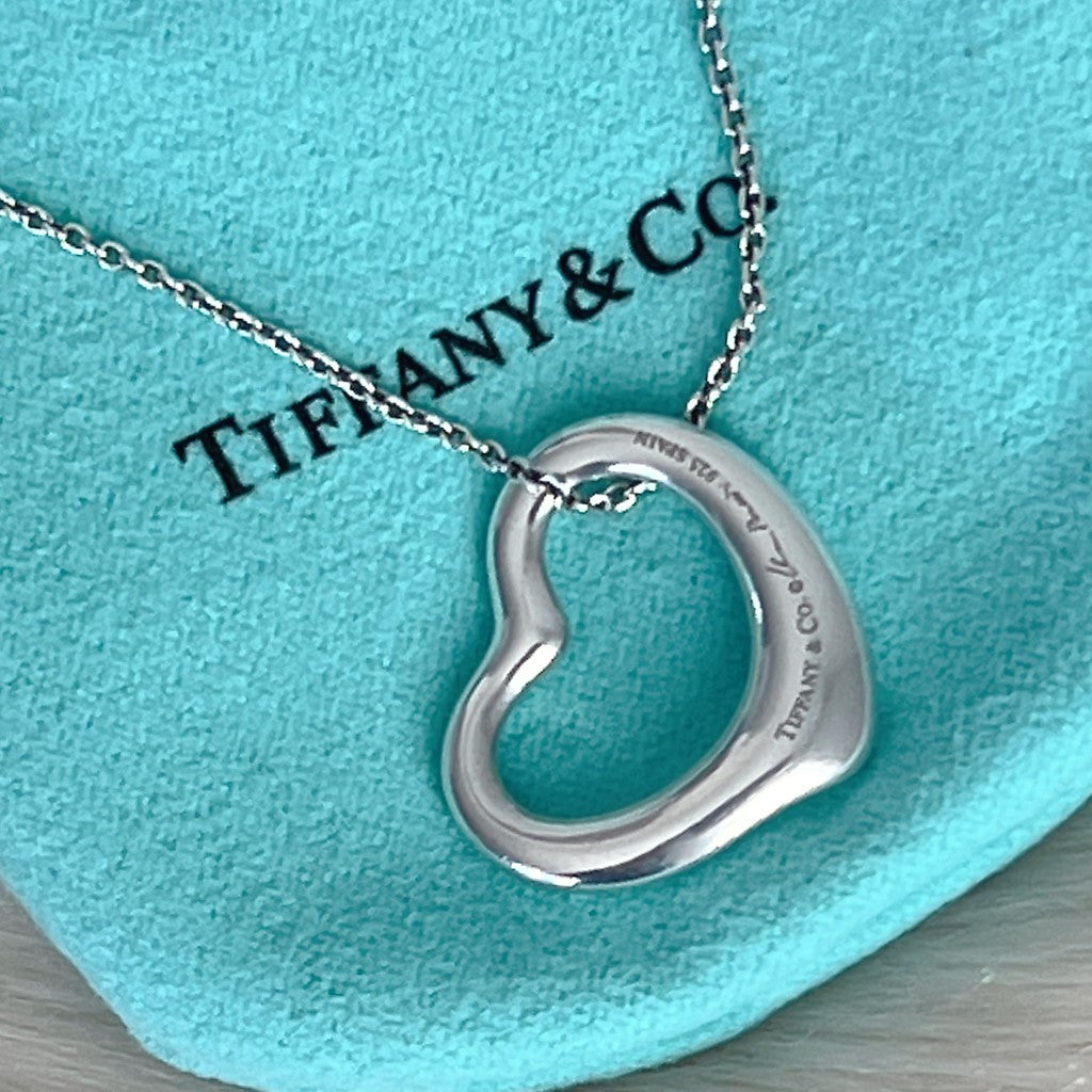 Tiffany & Co. Elsa Peretti Silver Open Heart Necklace Excellent