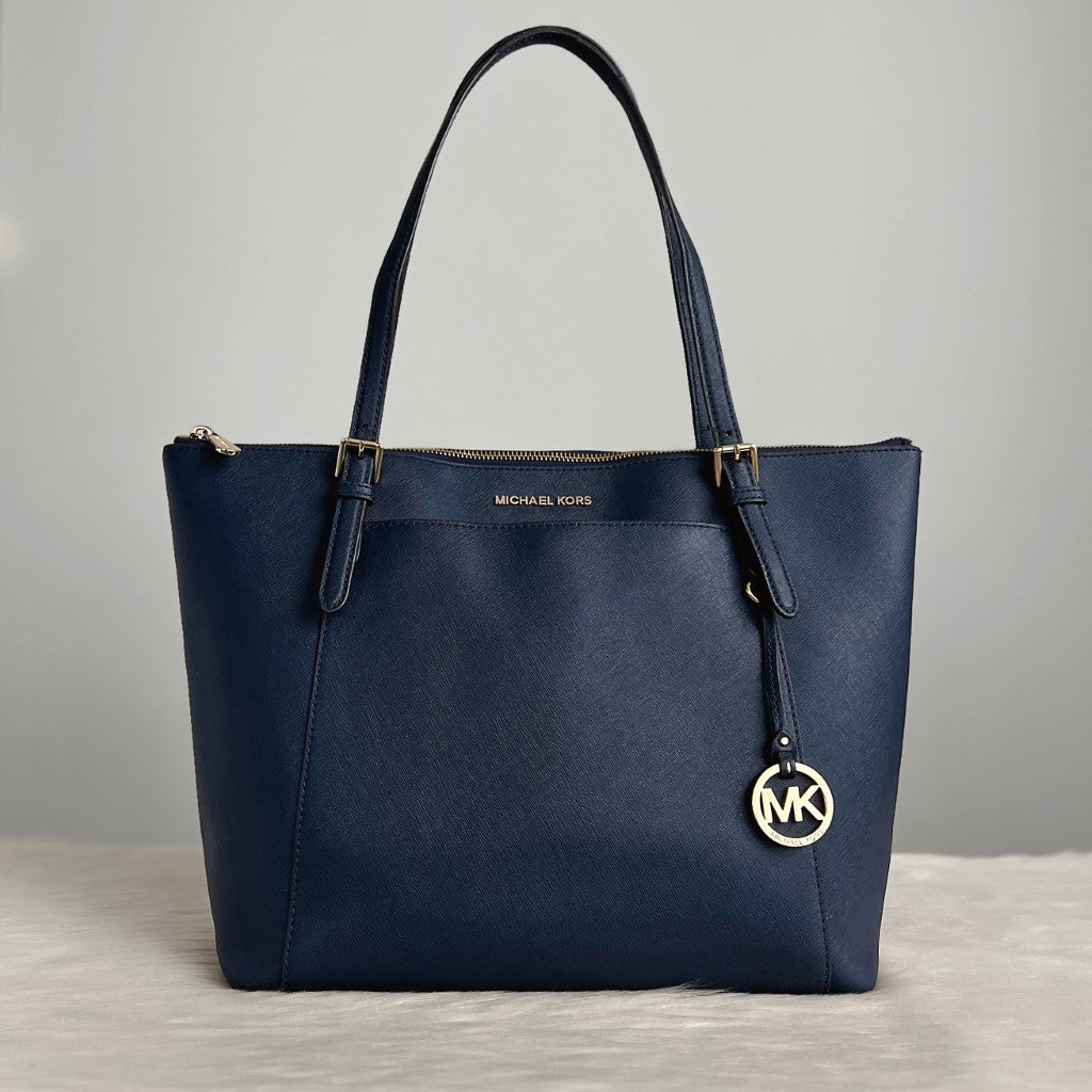 Michael Kors Navy Leather Shopper Shoulder Bag