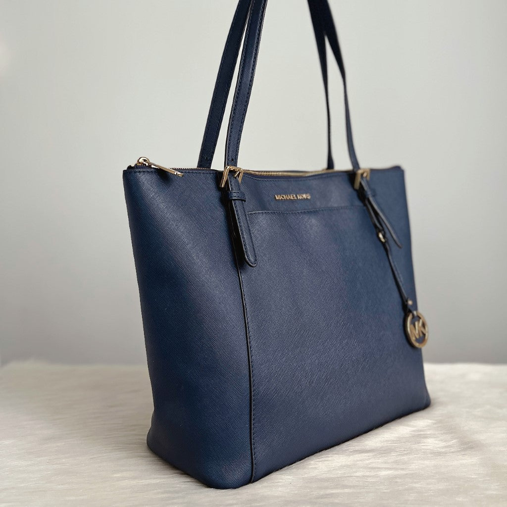 Michael Kors Navy Leather Shopper Shoulder Bag