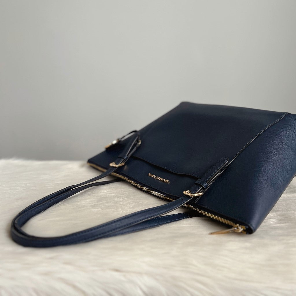 Michael Kors Navy Leather Shopper Shoulder Bag