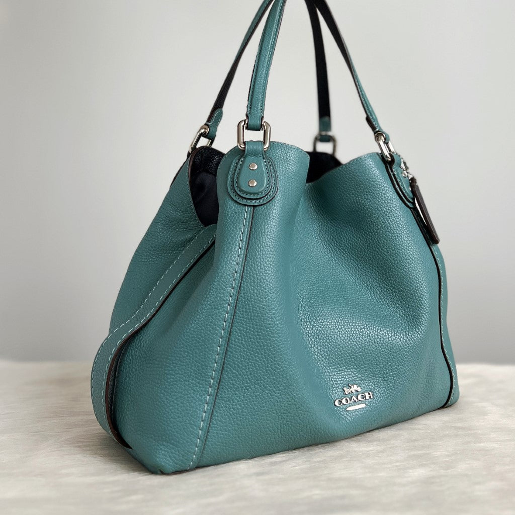 Coach shoulder shops bag teal