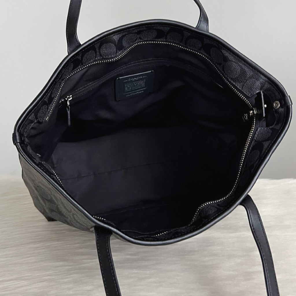 Coach Black Monogram Front Logo Shopper Shoulder Bag