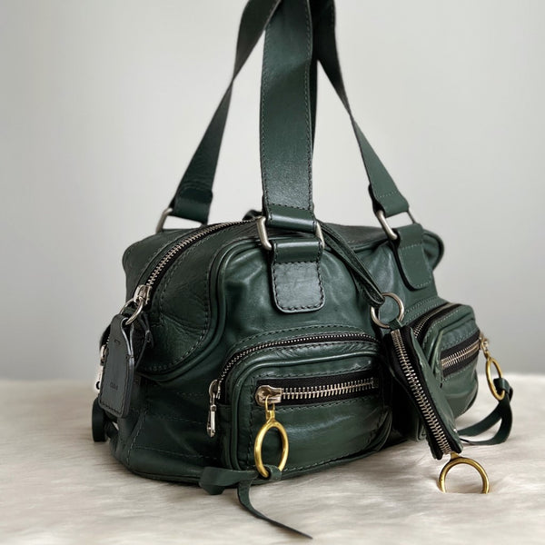 Chloe Green Leather Multi-pockets Shoulder Bag