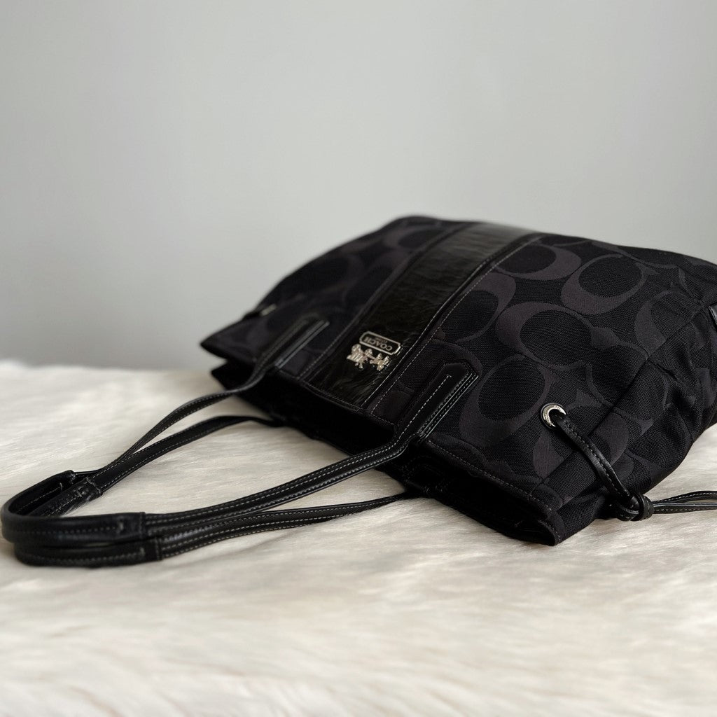 Coach Black Monogram Drawstring Career Shoulder Bag