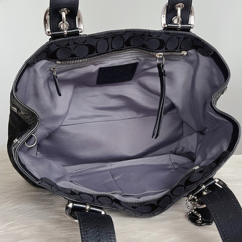 Coach Black Monogram Buckle Strap Shoulder Bag