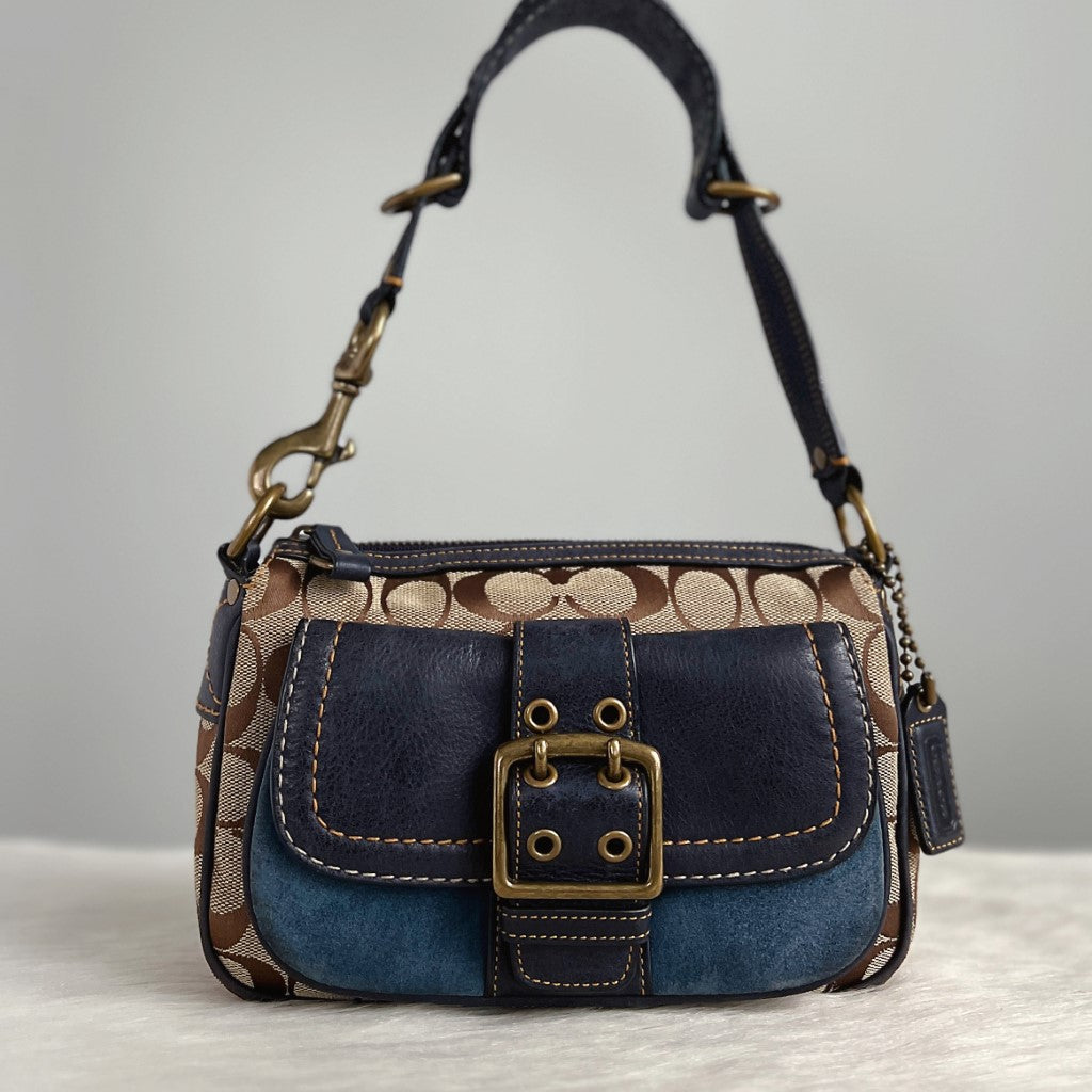 Coach Buckle Detail Patchwork Small Shoulder Bag