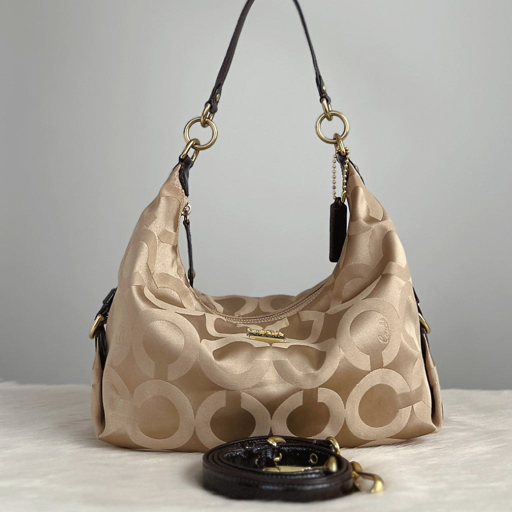 Coach Signature Monogram Front Logo 2 Way Shoulder Bag