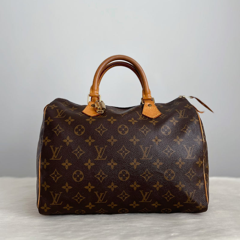 Louis Vuitton Signature Monogram Speedy 30 Bag + Lock & Keys