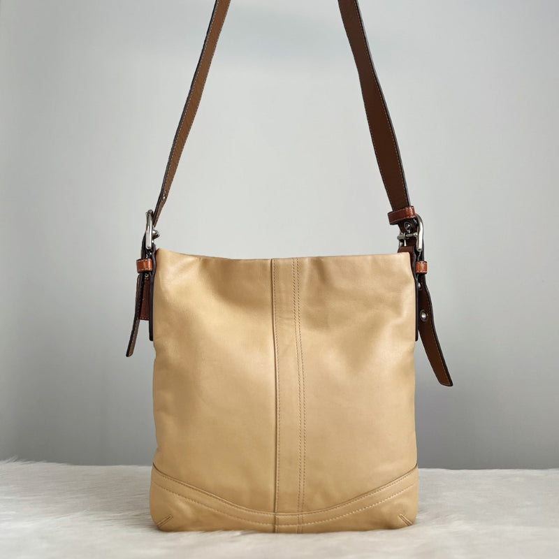 Coach Two Tone Leather Crossbody Shoulder Bag