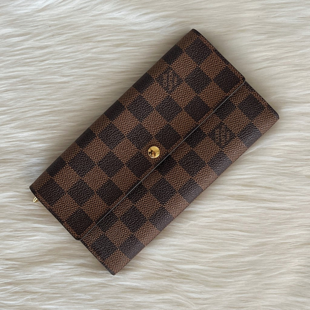 Louis Vuitton Signature Damier Zip Compartment Long Fold Wallet Excellent