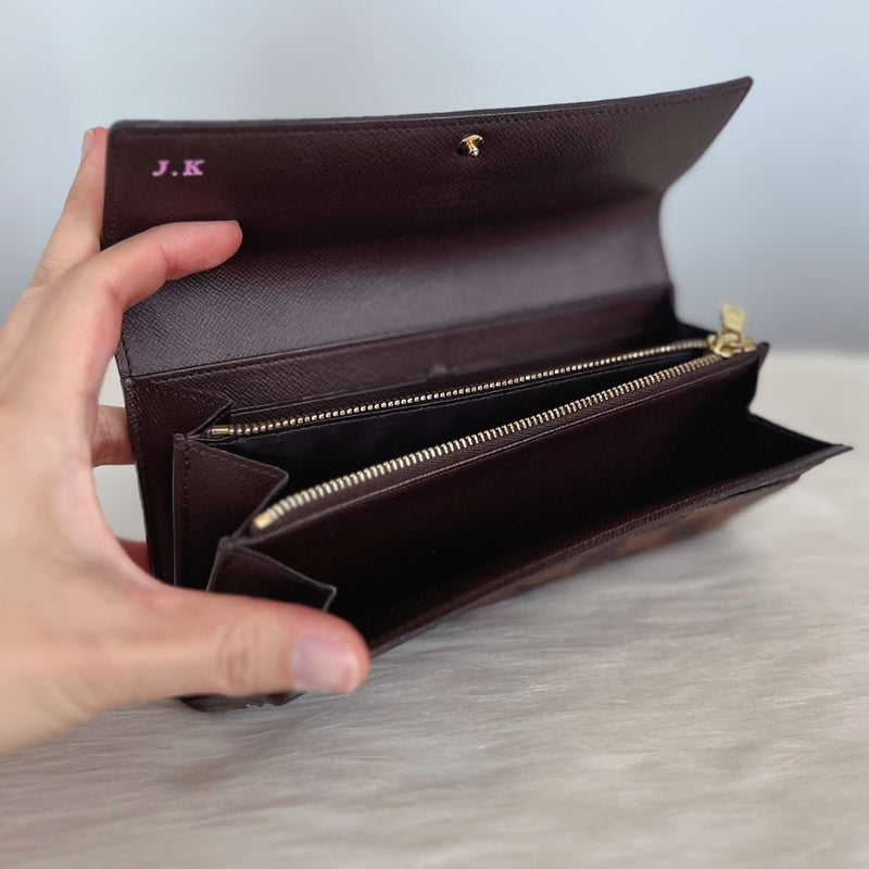 Louis Vuitton Signature Damier Zip Compartment Long Fold Wallet Excellent