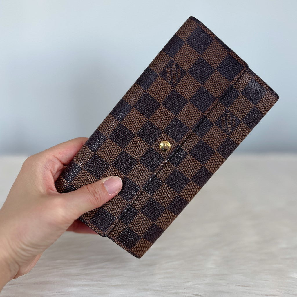 Louis Vuitton Signature Damier Zip Compartment Long Fold Wallet Excellent