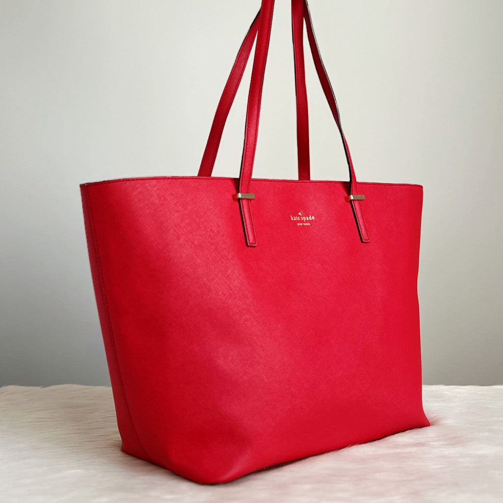 Kate Spade Red Leather Large Shopper Shoulder Bag