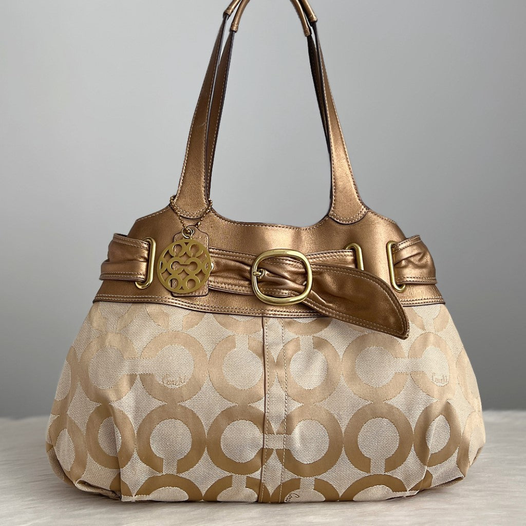 Coach Signature Monogram Buckle Detail Shoulder Bag