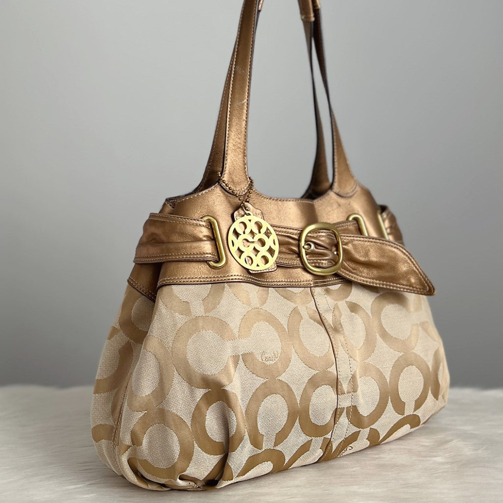 Coach Signature Monogram Buckle Detail Shoulder Bag