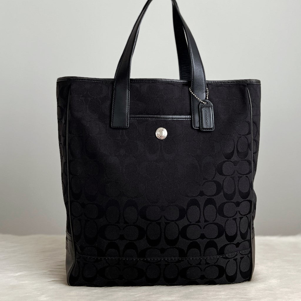 Coach Black Signature Monogram Tote Bag