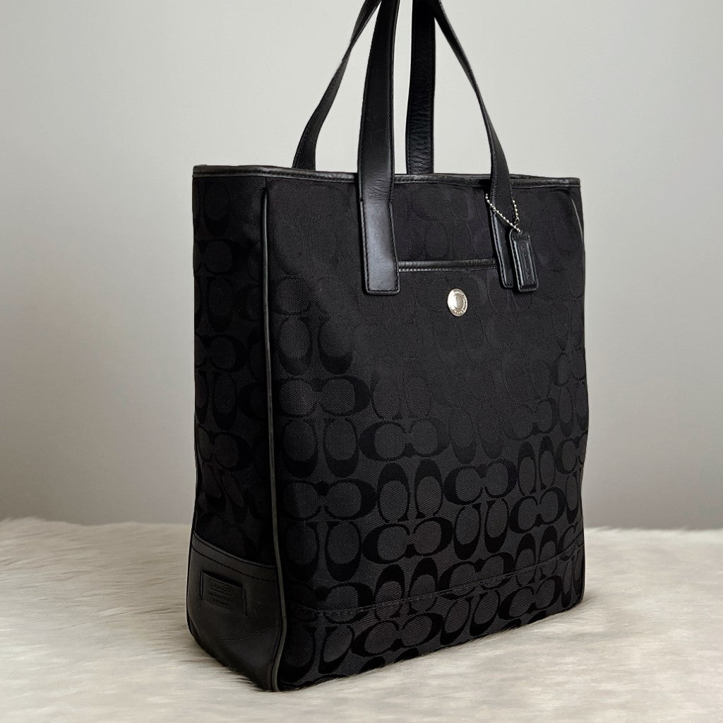 Coach Black Signature Monogram Tote Bag