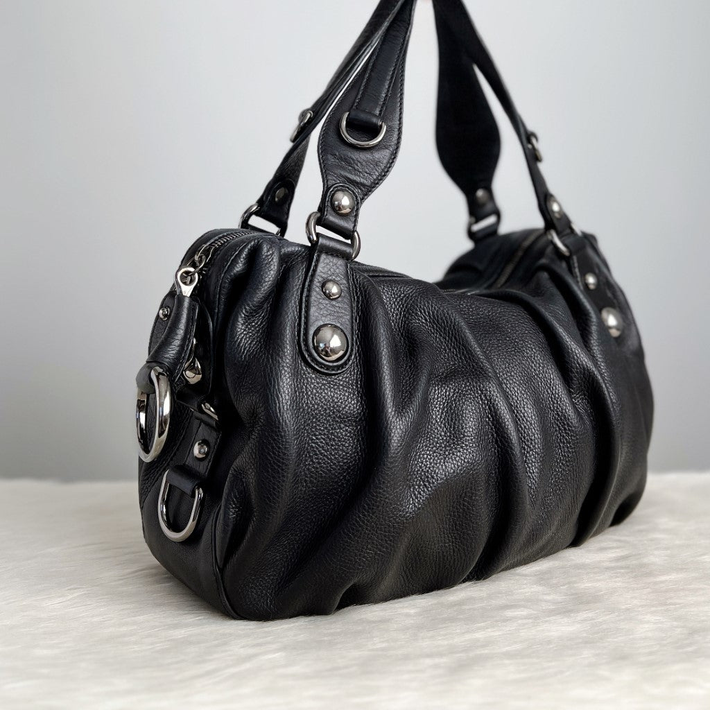 Gucci Black Leather Boston 2 Way Shoulder Bag