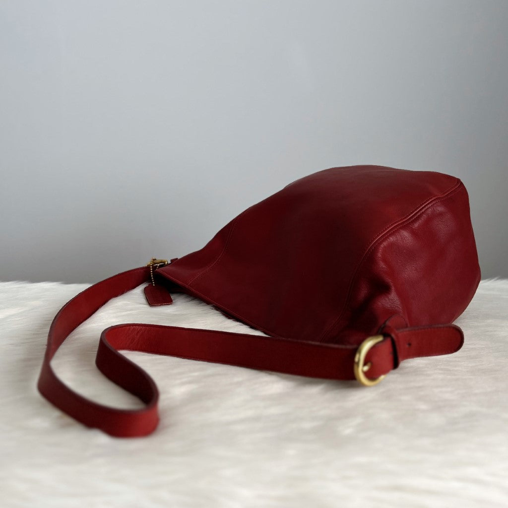 Coach Maroon Leather Bucket Shoulder Bag