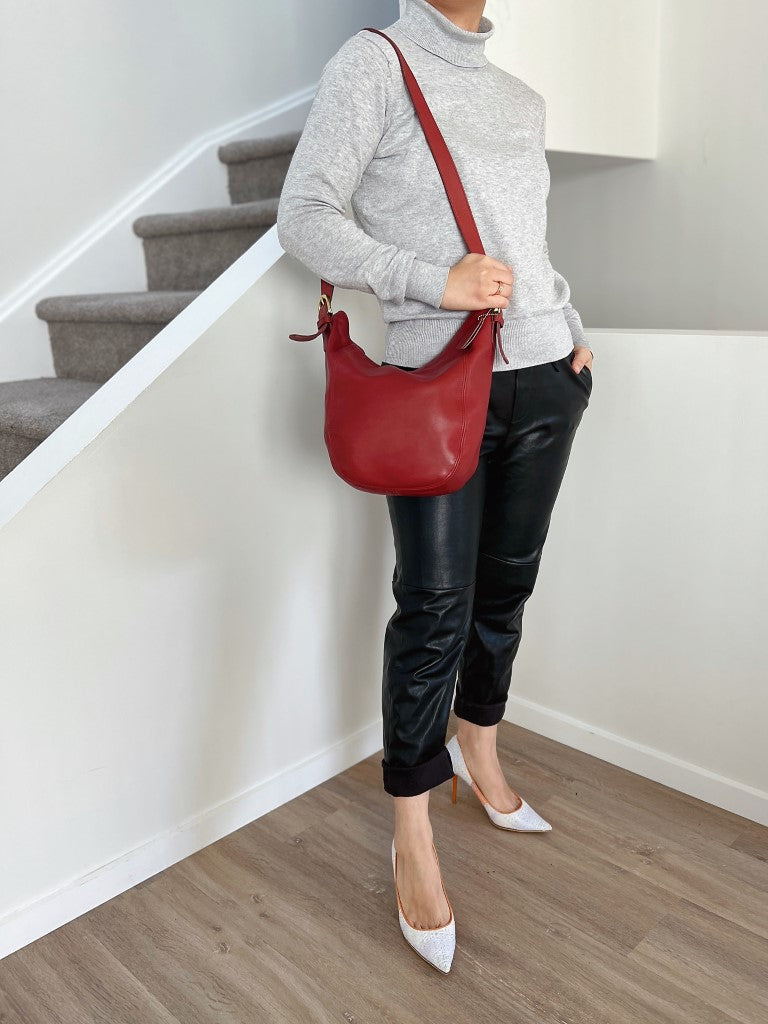 Coach Maroon Leather Bucket Shoulder Bag