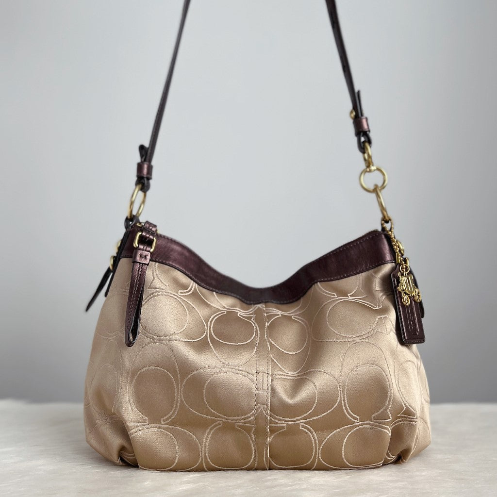 Coach Monogram Pattern Slouchy Crossbody Shoulder Bag