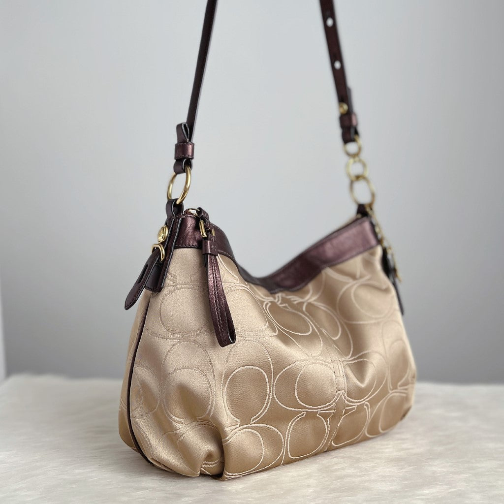 Coach Monogram Pattern Slouchy Crossbody Shoulder Bag