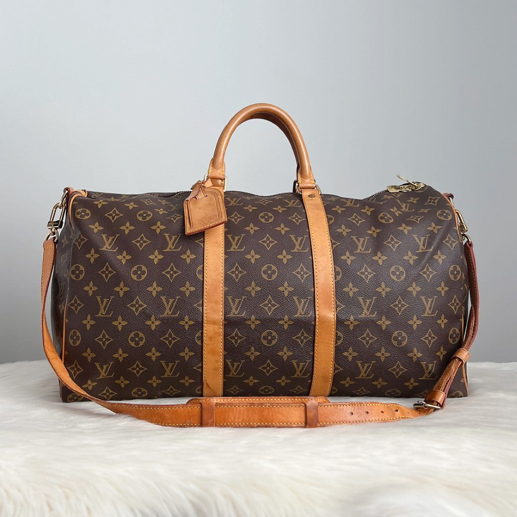 Louis Vuitton Signature Monogram Bandouliere Keepall 50 Travel Bag