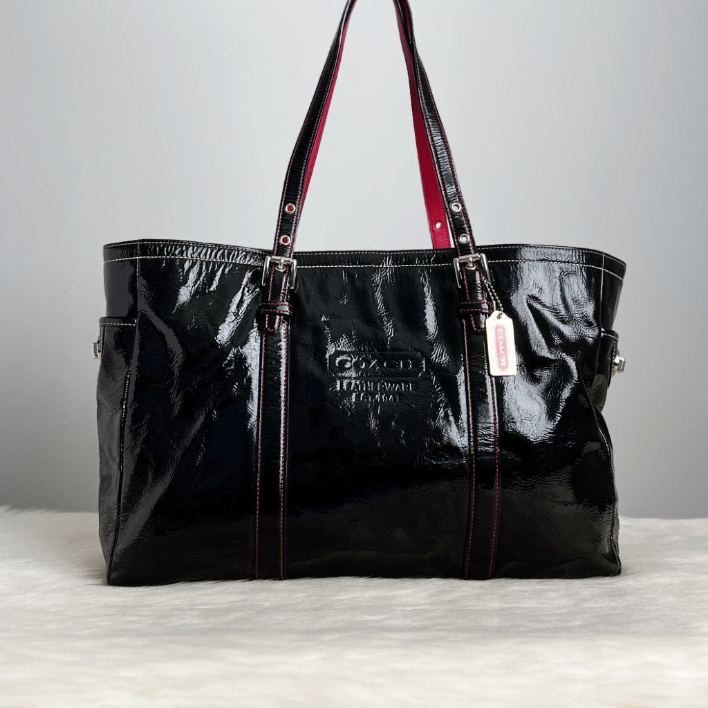 Coach Patent Black Leather Shopper Shoulder Bag