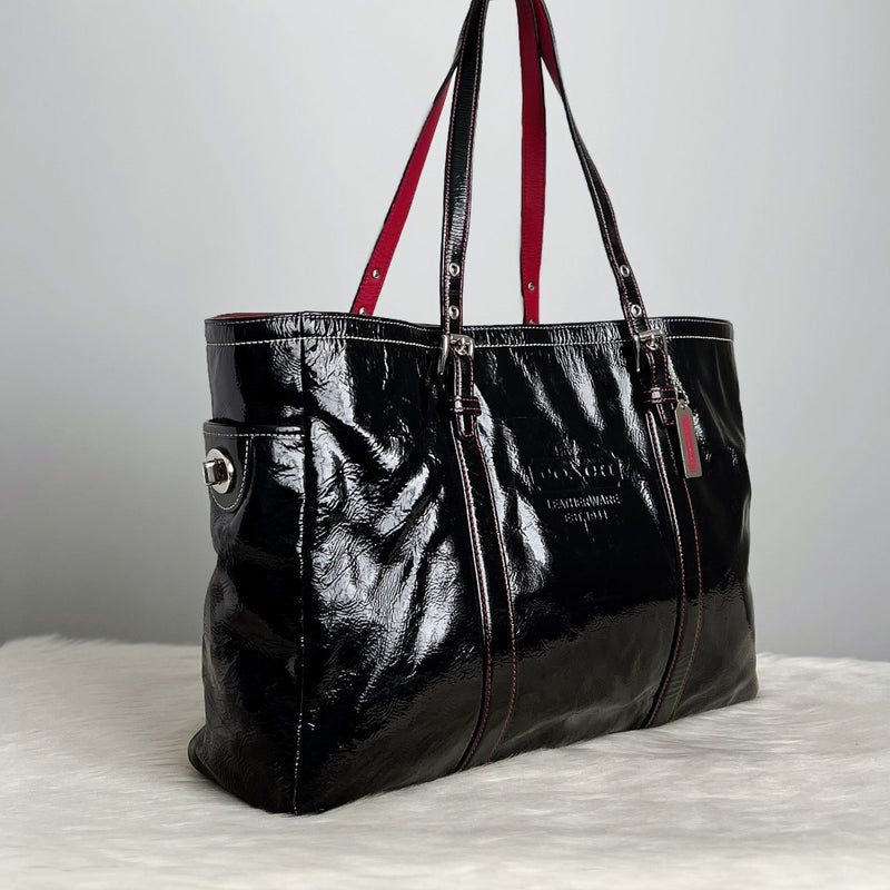 Coach Patent Black Leather Shopper Shoulder Bag