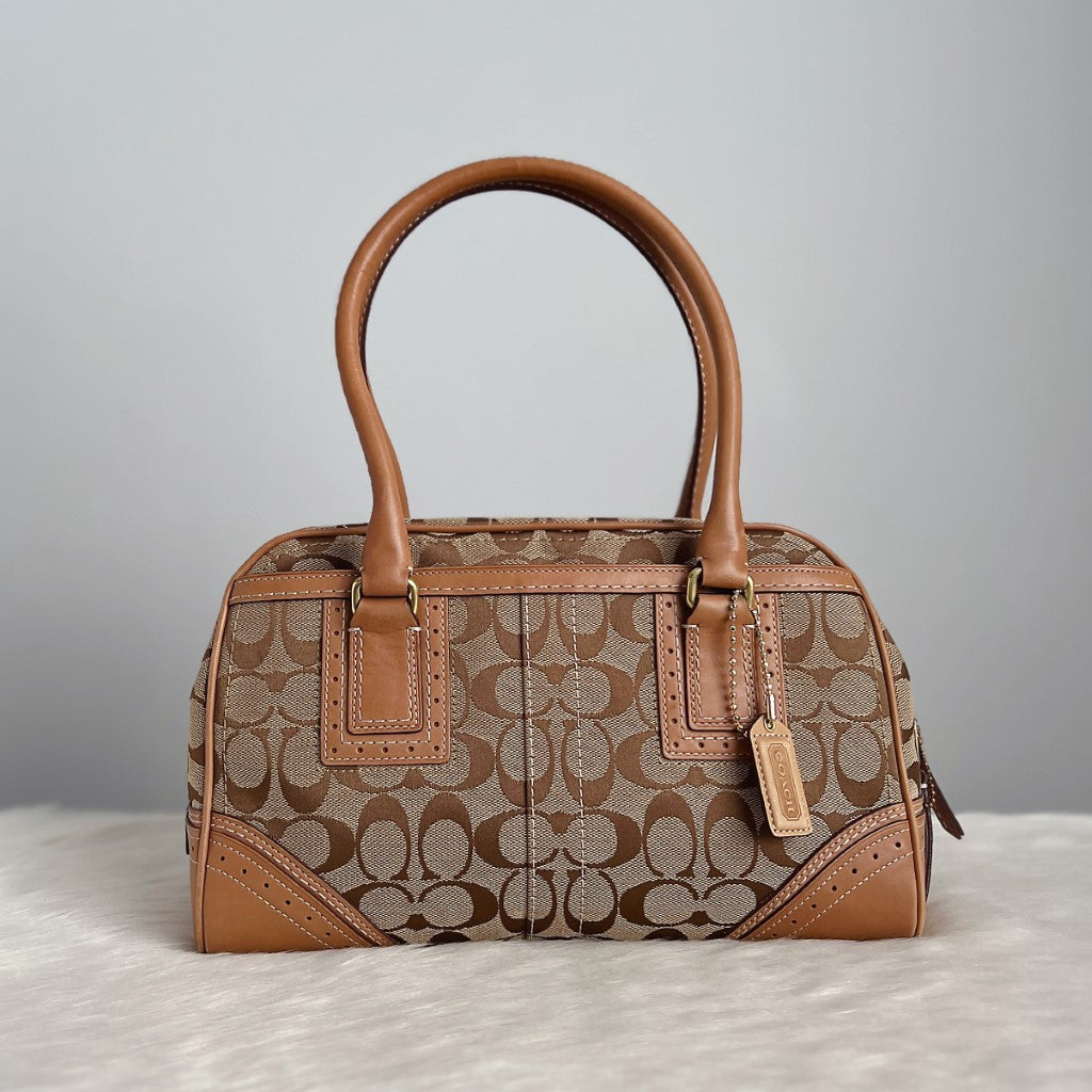 Coach Signature Monogram Boston Shoulder Bag