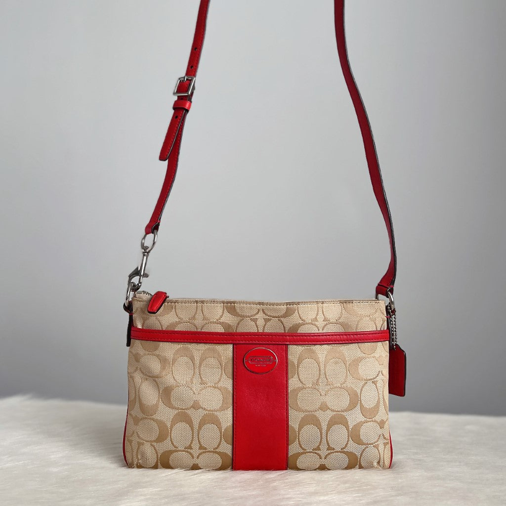 Coach Signature Monogram Front Pocket Crossbody Shoulder Bag