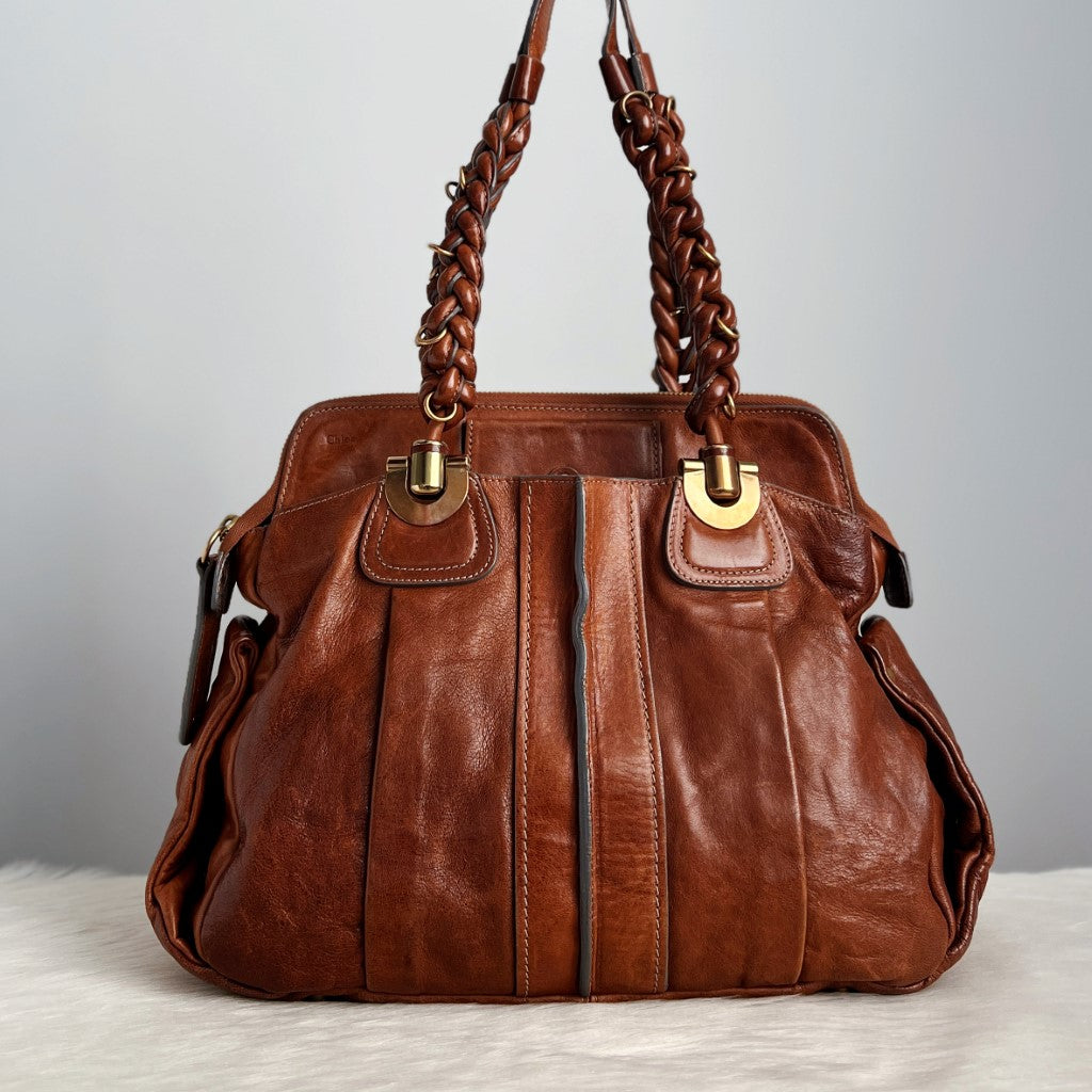 Chloe Caramel Leather Heloise Large Shoulder Bag