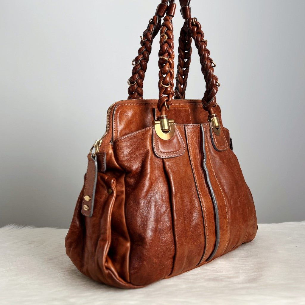 Chloe Caramel Leather Heloise Large Shoulder Bag