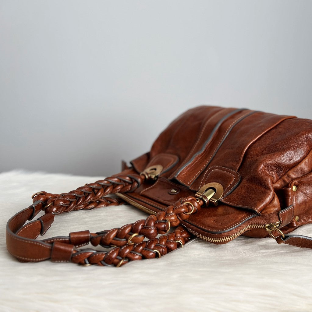 Chloe Caramel Leather Heloise Large Shoulder Bag