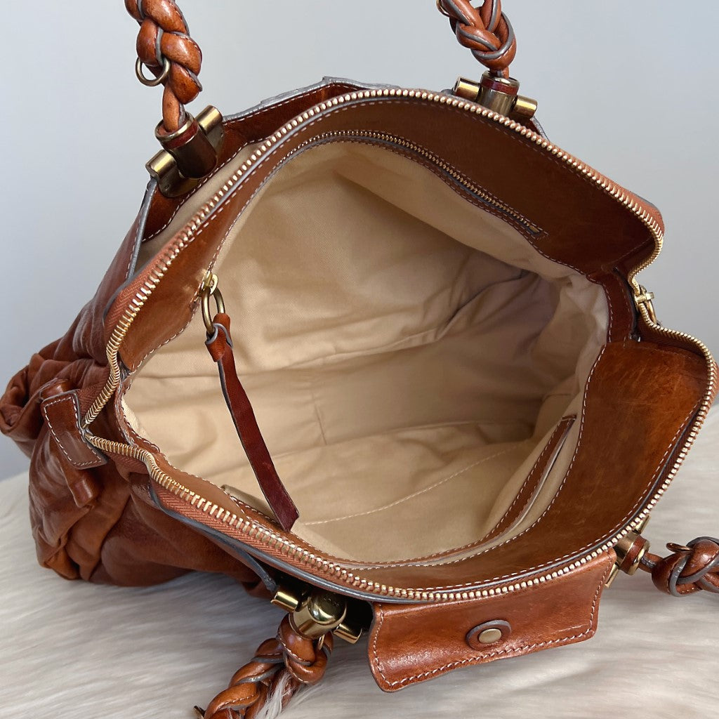 Chloe Caramel Leather Heloise Large Shoulder Bag