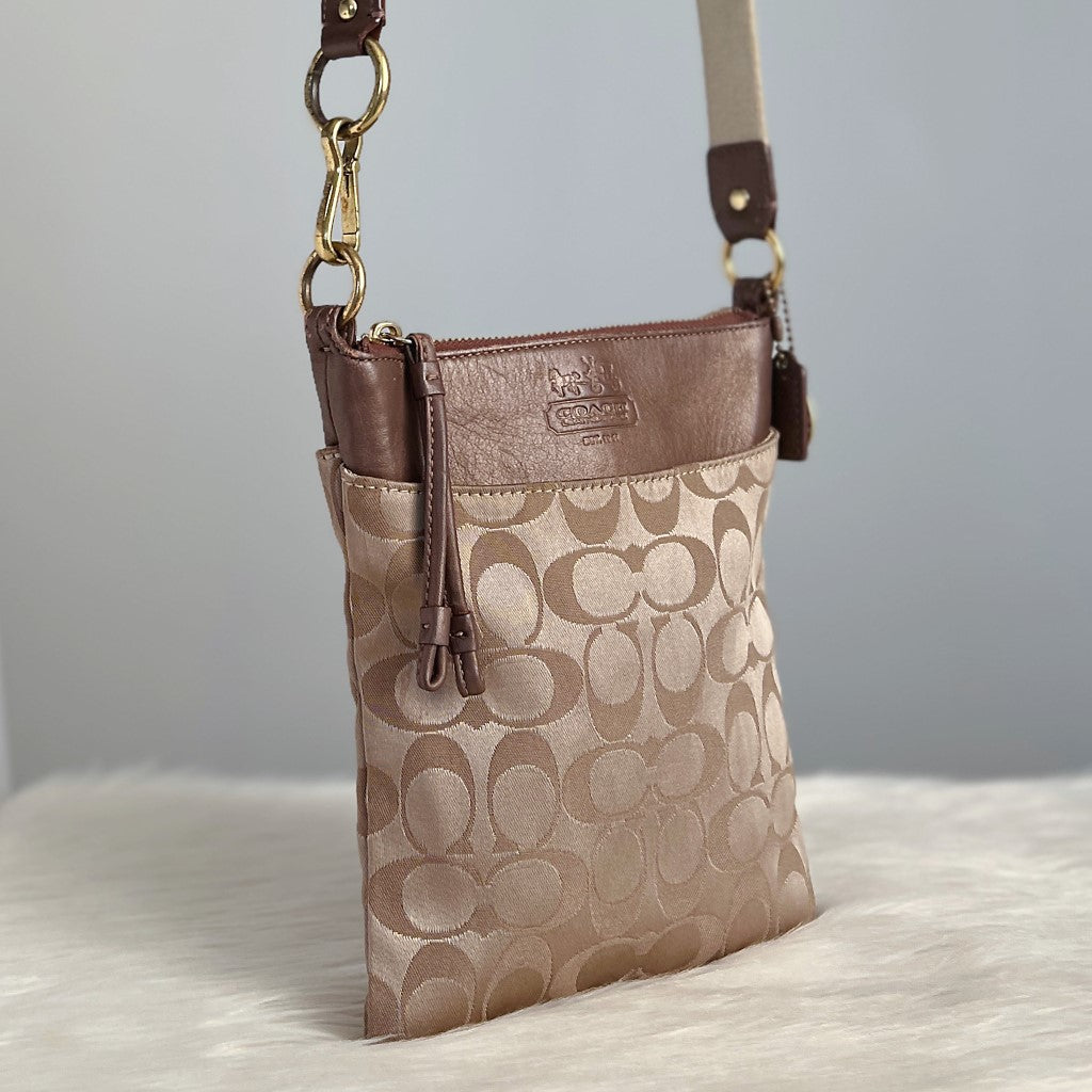 Coach Signature Monogram Small Crossbody Shoulder Bag