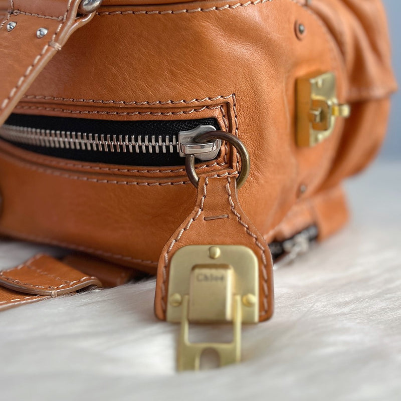 Chloe Caramel Leather Multi-pockets Shoulder Bag