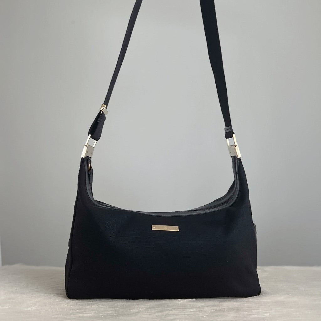 Gucci Black Canvas Messenger Crossbody Shoulder Bag