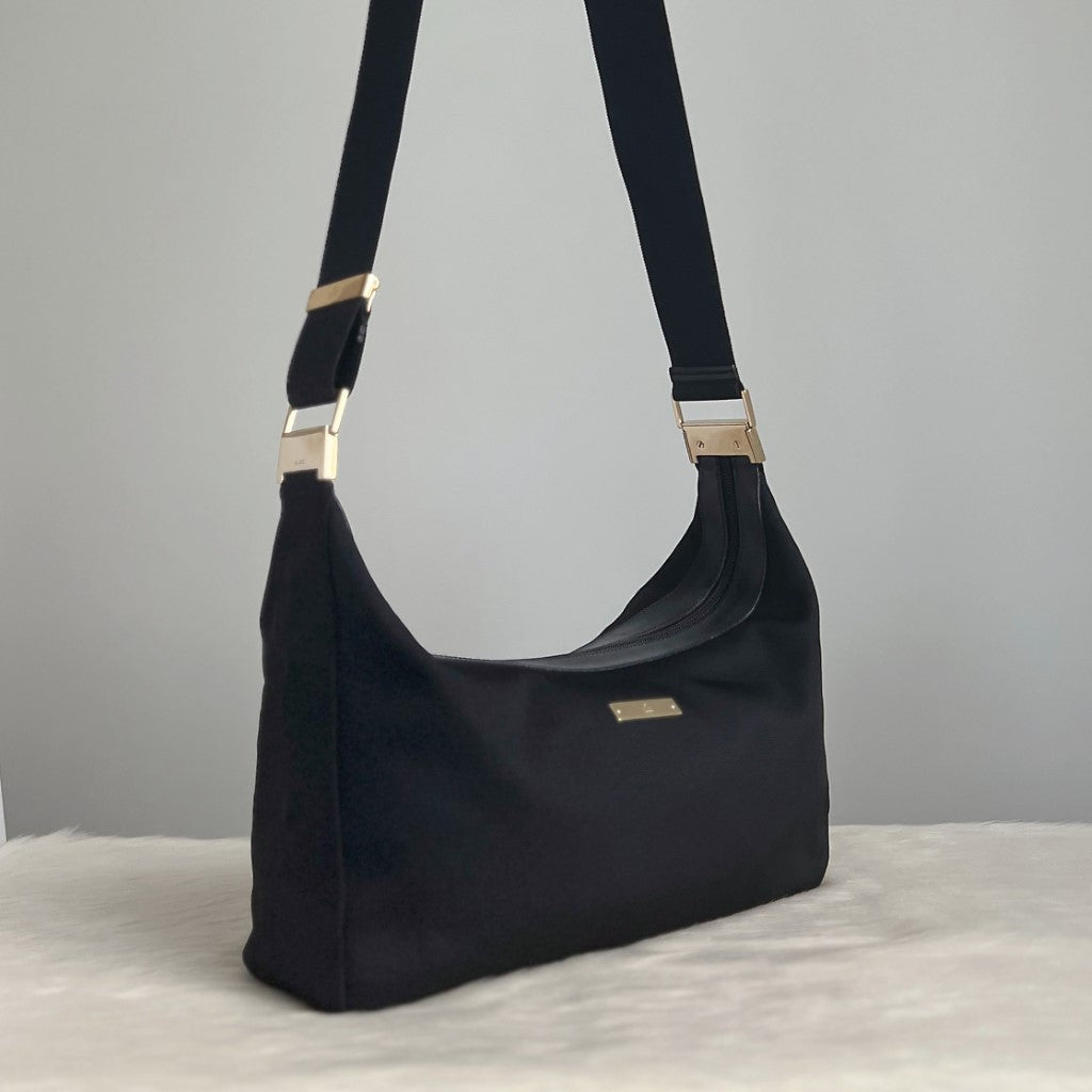 Gucci Black Canvas Messenger Crossbody Shoulder Bag