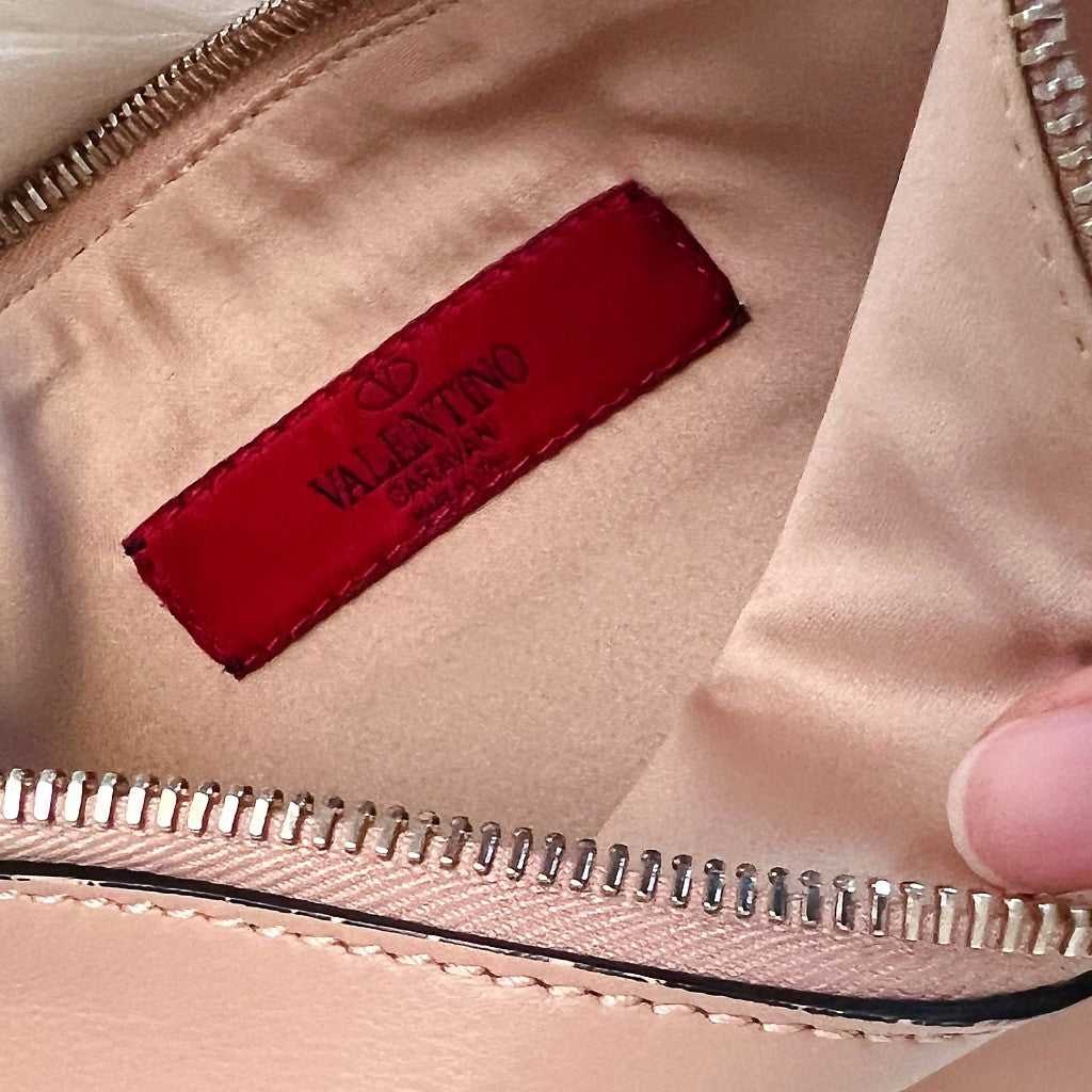 Valentino Nude Leather V Logo Pouch Bag