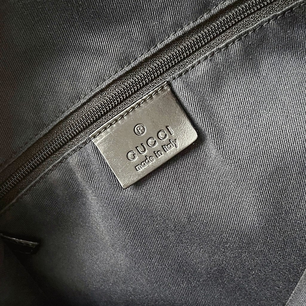 Gucci Black Denim Signature Double G Monogram Shoulder Bag