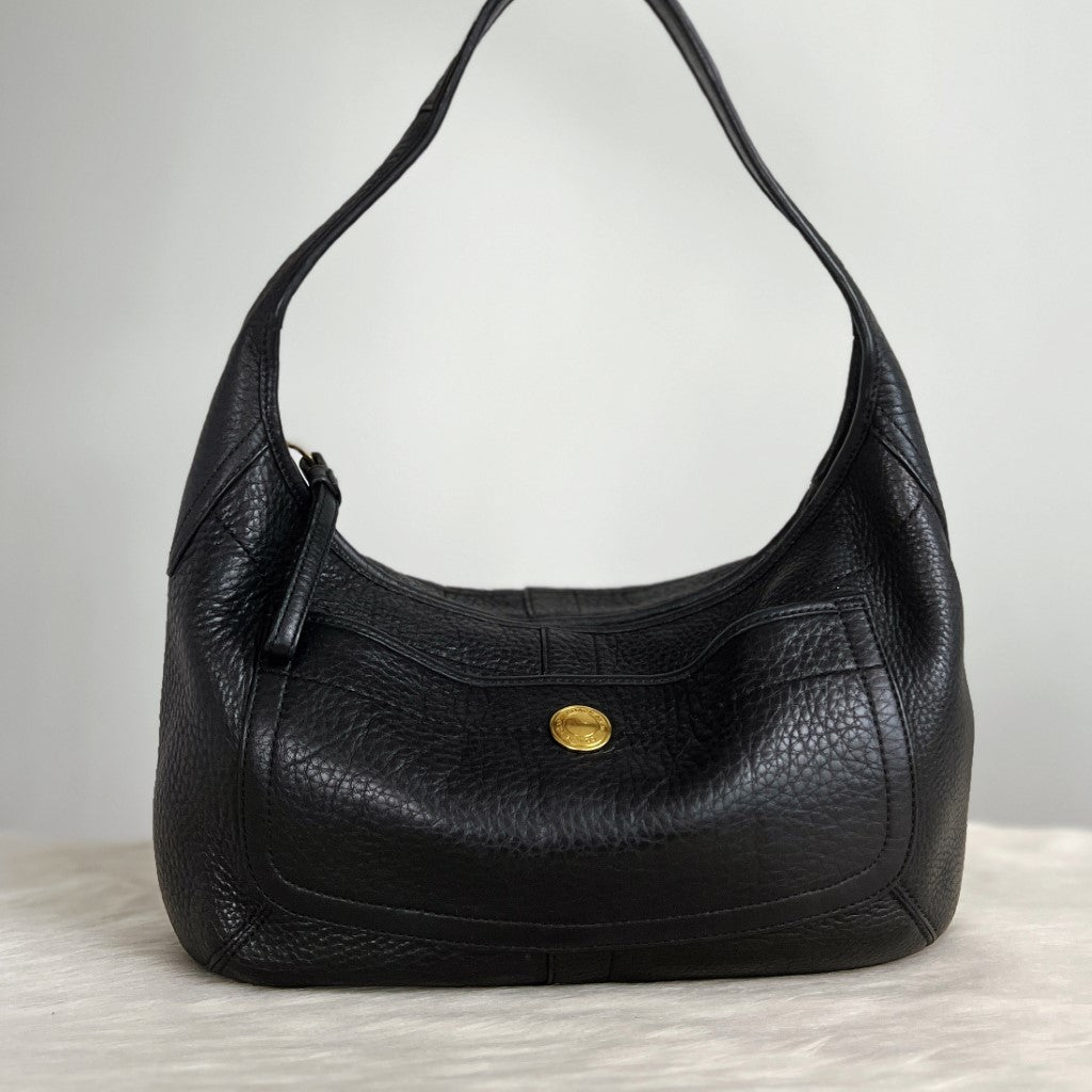 Coach Black Leather Half Moon Shoulder Bag