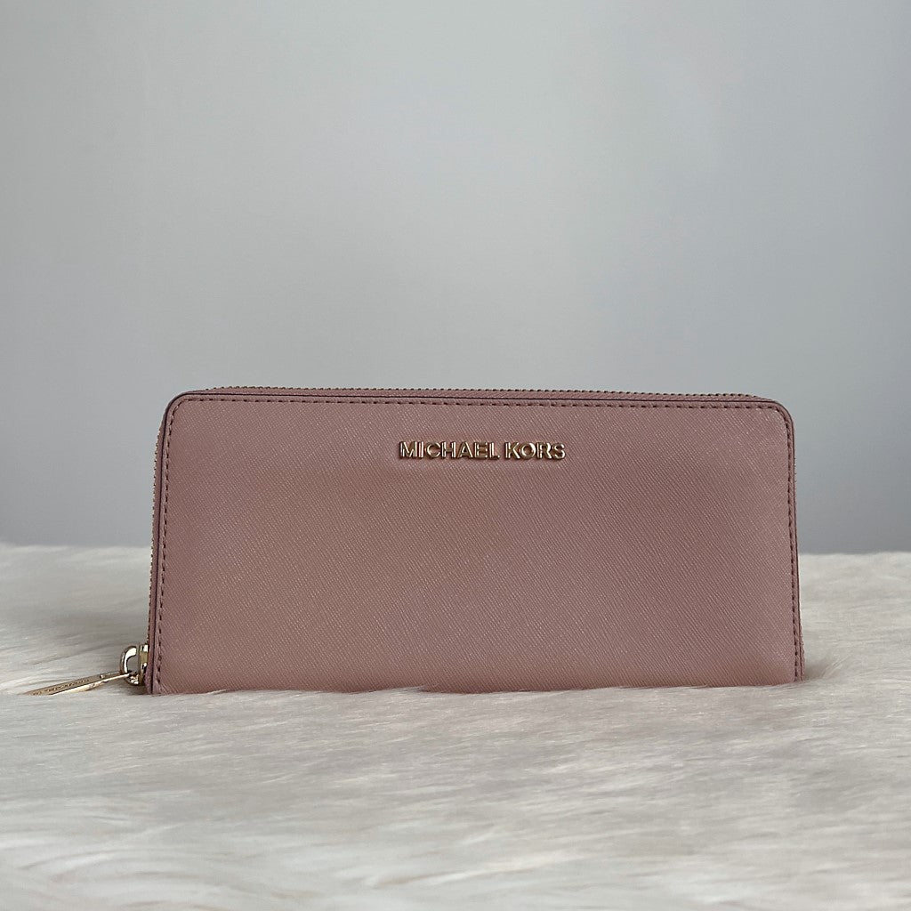 Michael Kors Mocha Leather Front Logo Long Wallet