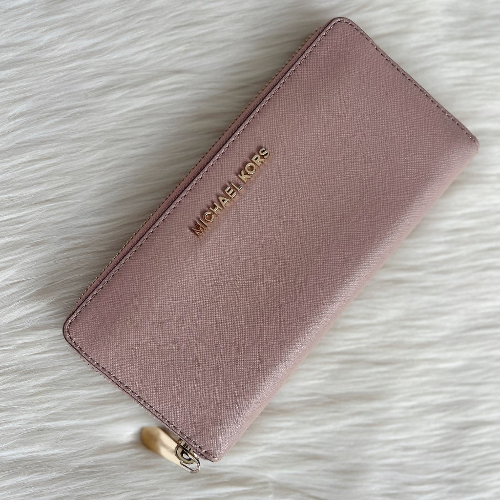 Michael Kors Mocha Leather Front Logo Long Wallet