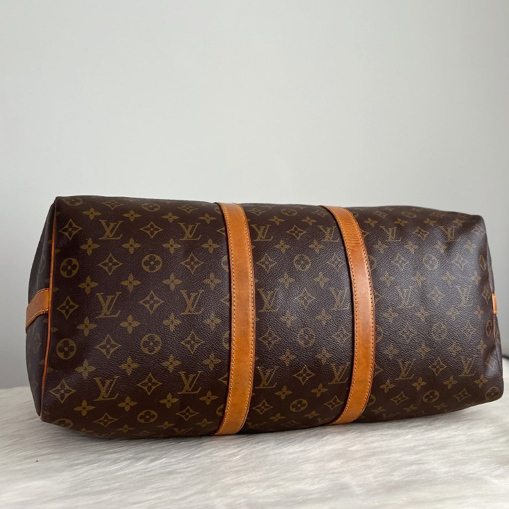 Louis Vuitton Signature Monogram Bandouliere Keepall 50 Travel Bag Full Set