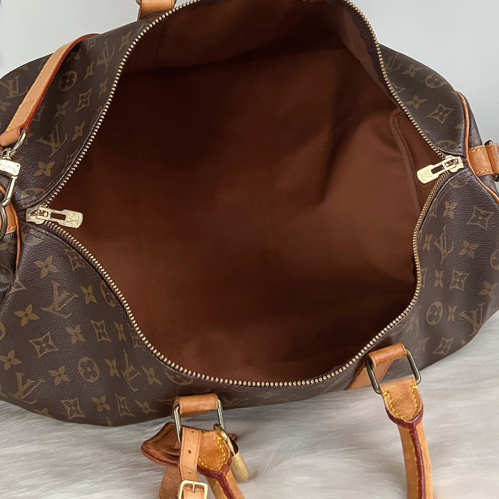 Louis Vuitton Signature Monogram Bandouliere Keepall 50 Travel Bag Full Set