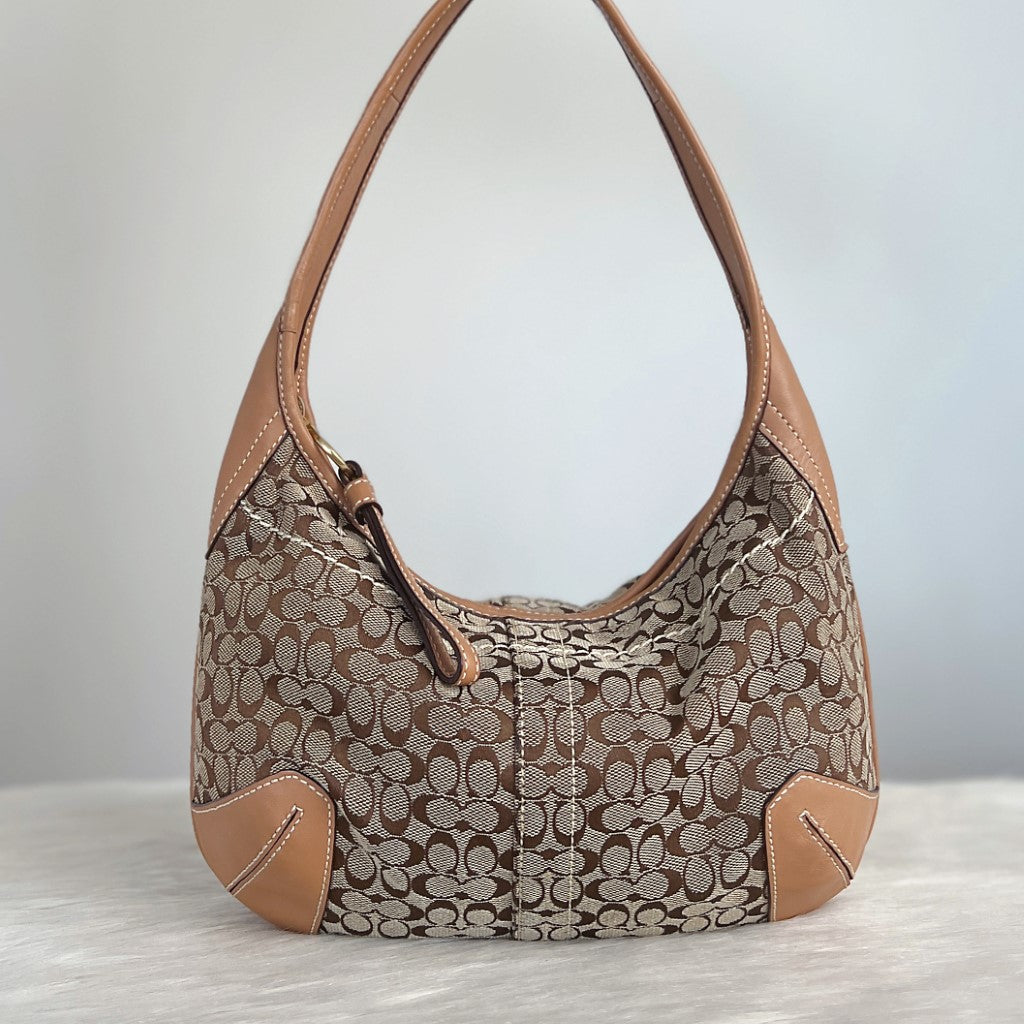 Coach Signature Monogram Half Moon Shoulder Bag