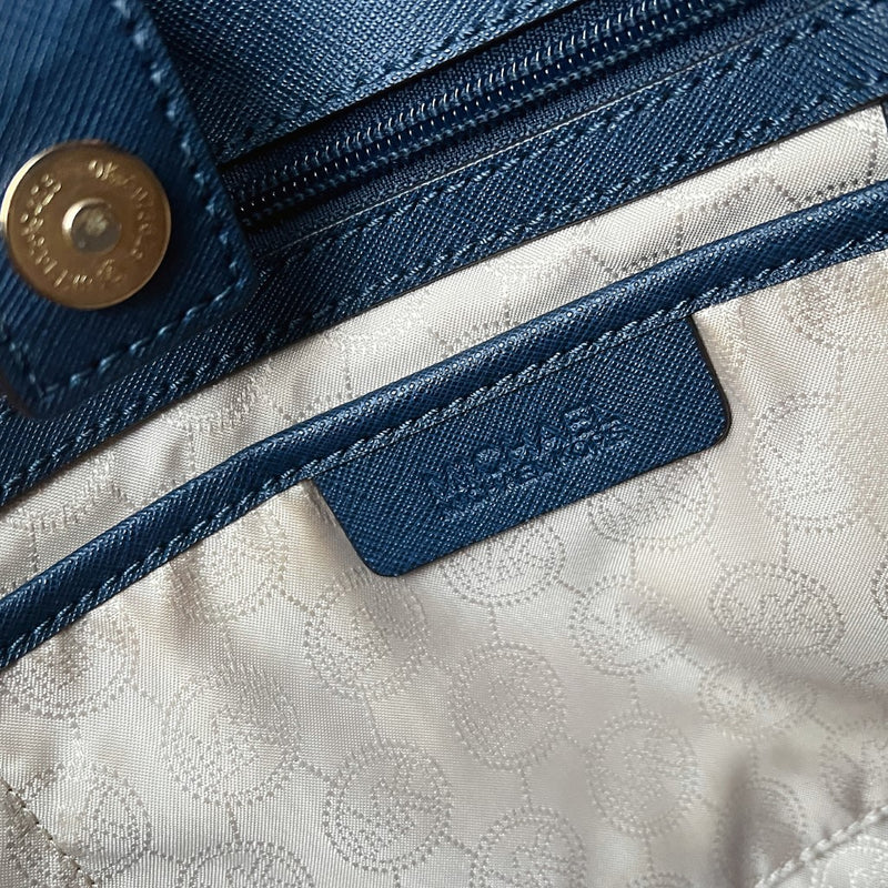 Michael Kors Navy Leather Front Logo Large 2 Way Shoulder Bag