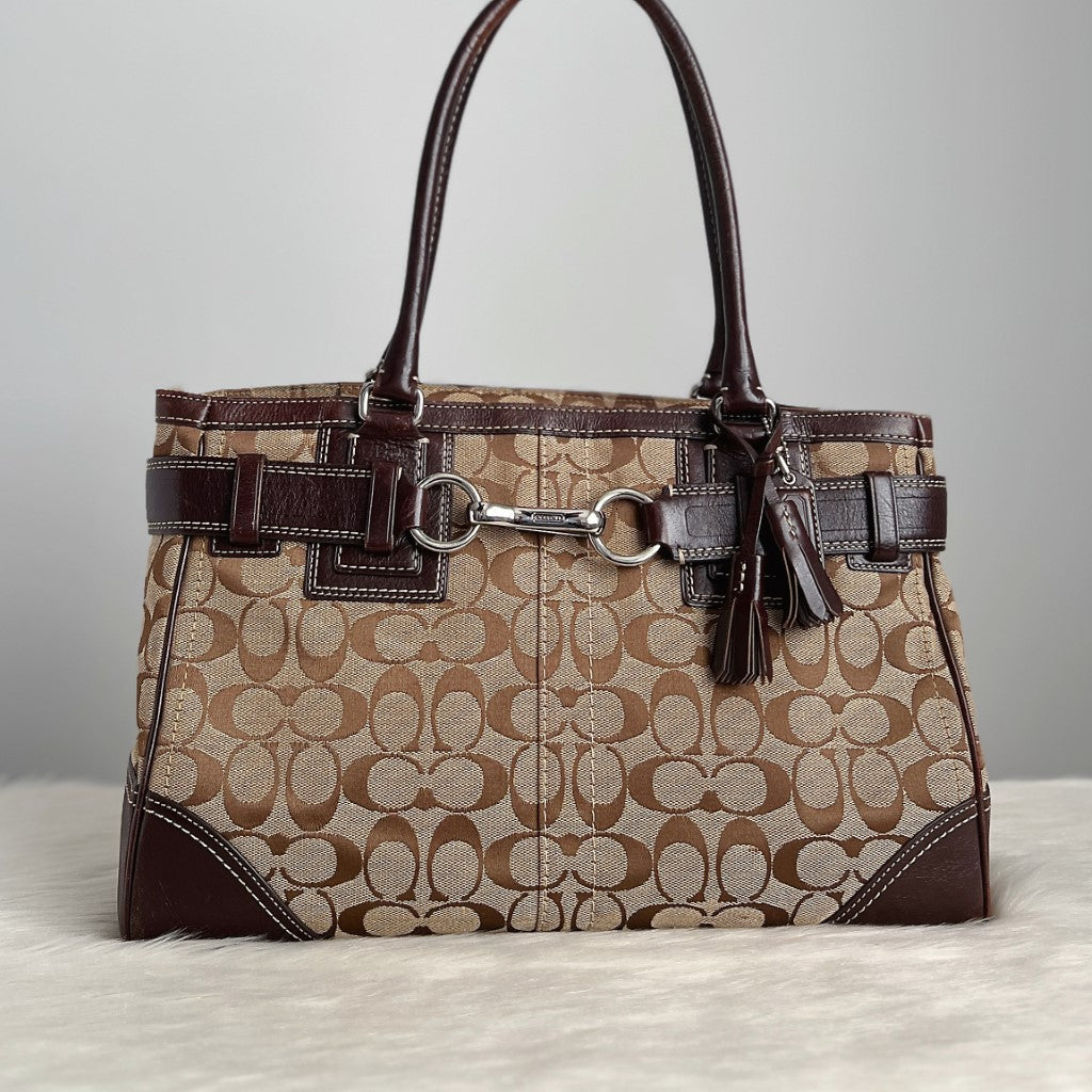 Coach Signature Monogram Buckle Career Shoulder Bag